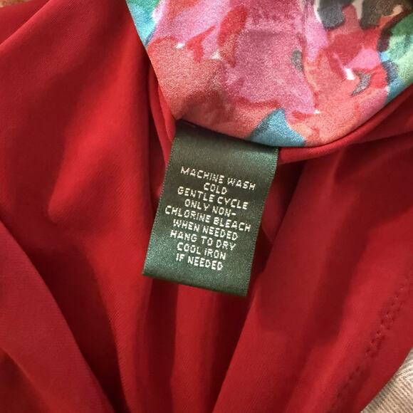 Lauren Ralph Lauren Faux Wrap Dress Sz 6 Floral Stretch Vibrant Jersey Ruched - Picture 8 of 12